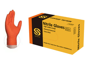 Soleus Nitrile 9-Mil Diamond Grip Orange Gloves